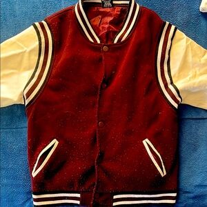 Maroon Varsity Jacket with White Sleeves